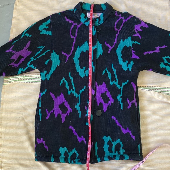 Changing Scene ~ 80s Vintage Knitted Heavy Sweater Coat ~ Size Small - Picture 9 of 14